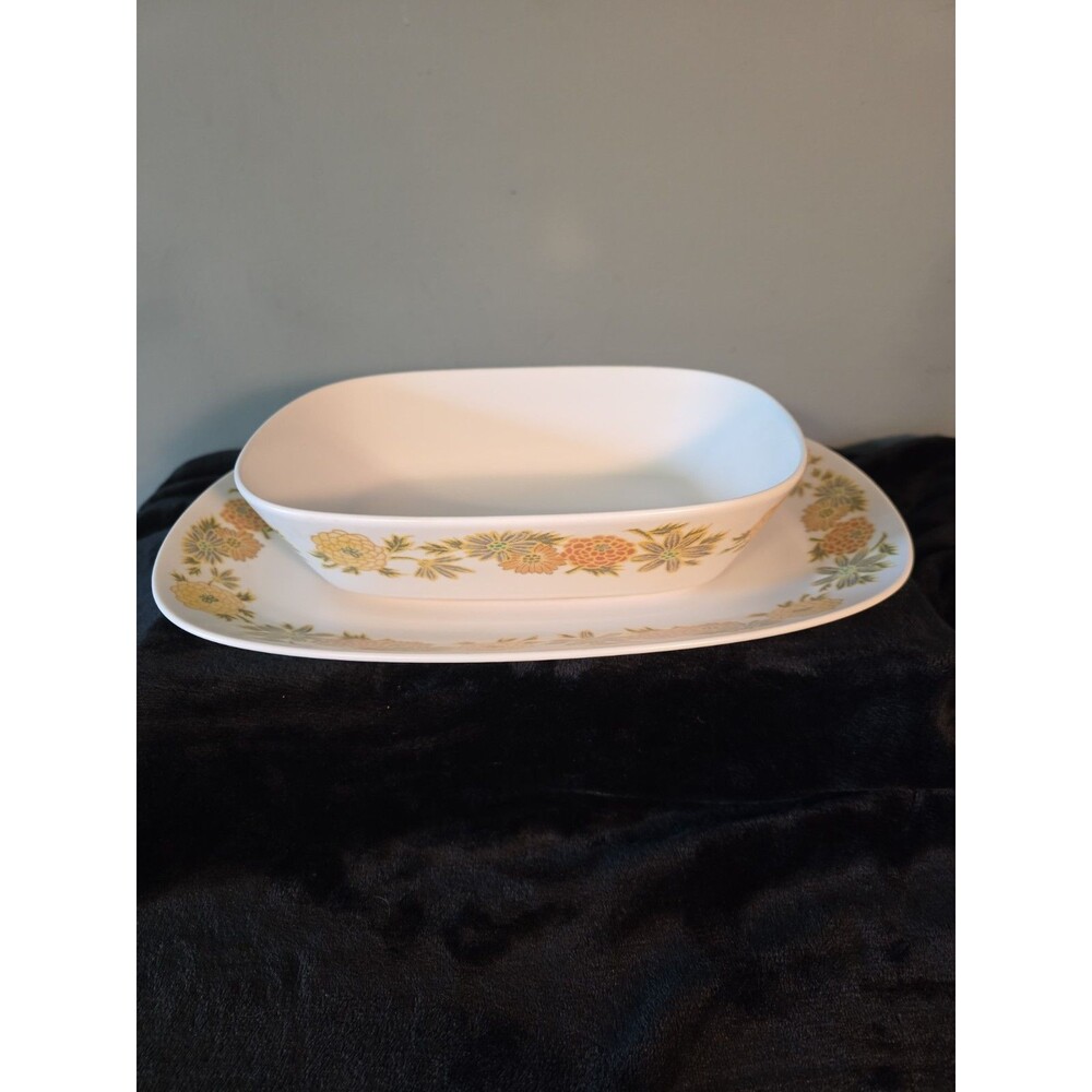 Vintage Noritake Progression China Sunny Side Patern Serving Platter and Bowl
